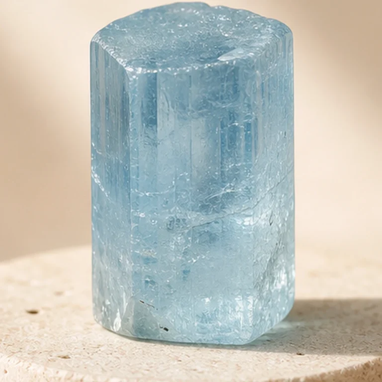 Close-up texture of Aquamarine raw stone