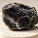Close-up texture of Black Onyx raw stone