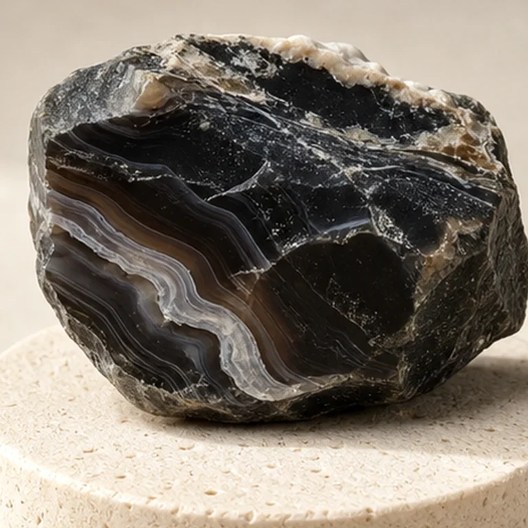 Close-up texture of Black Onyx raw stone