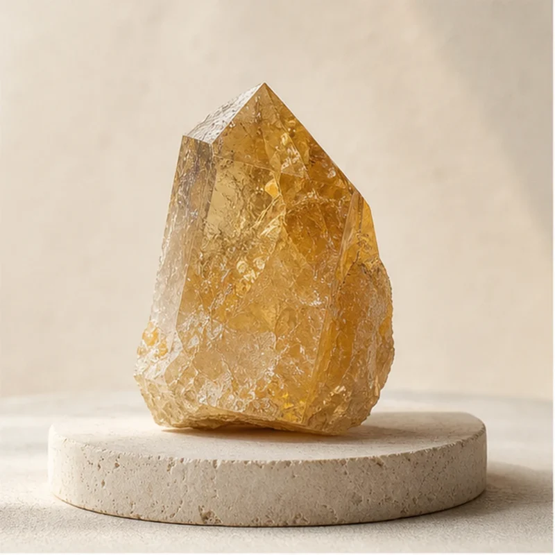 Citrine raw stone on travertine