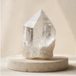 Clear Quartz raw stone on travertine