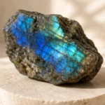 Close-up texture of Labradorite raw stone