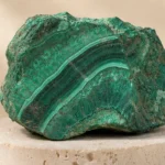 Close-up texture of Malachite raw stone