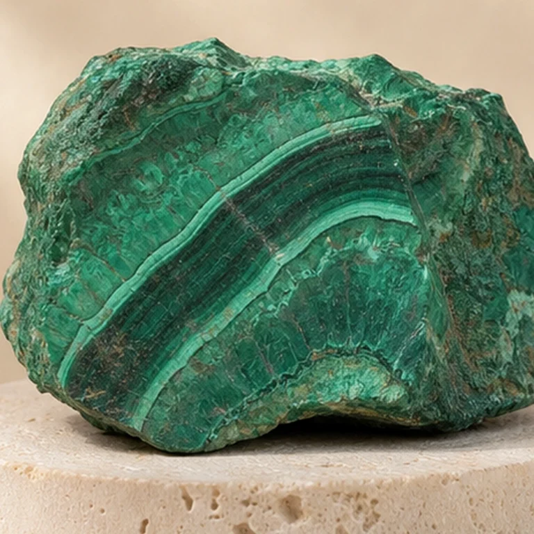 Close-up texture of Malachite raw stone
