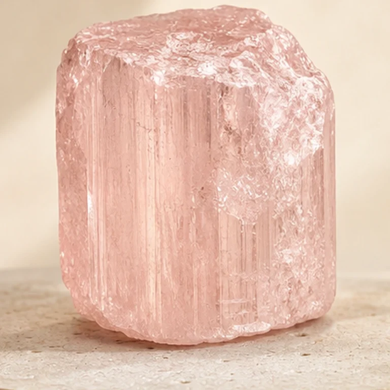 Close-up texture of Morganite raw stone