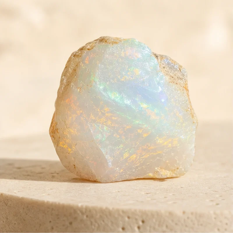 Opal raw stone on travertine