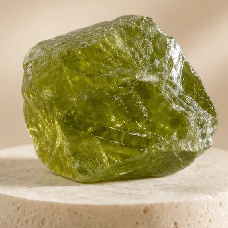 Close-up texture of Peridot raw stone