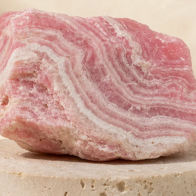 Close-up texture of Rhodochrosite raw stone