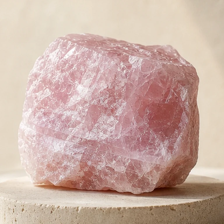 Close-up texture of Rose Quartz raw stone
