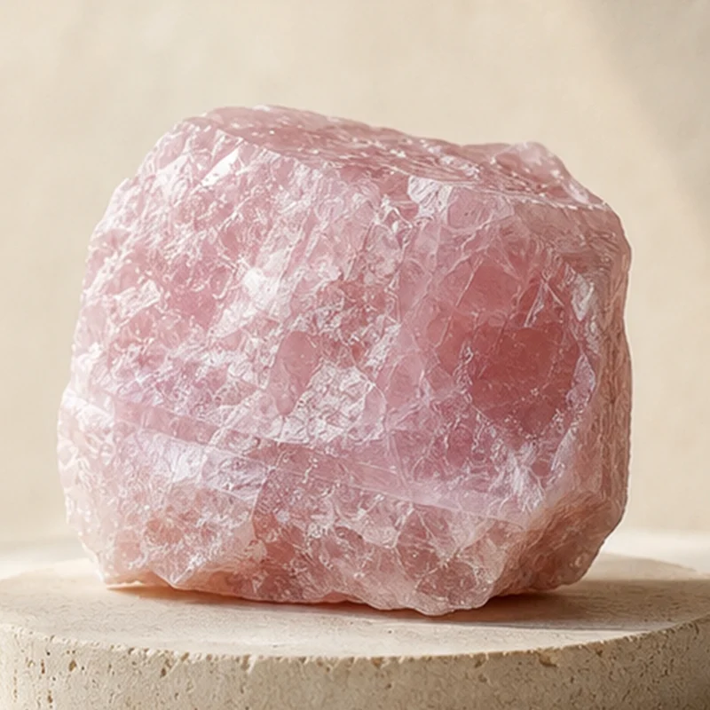 Close-up texture of Rose Quartz raw stone