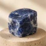 Sodalite raw stone on travertine