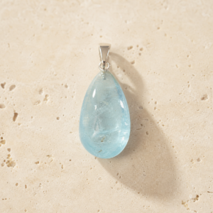 Aquamarine Calm Voice Pendant handcrafted natural stone pendant