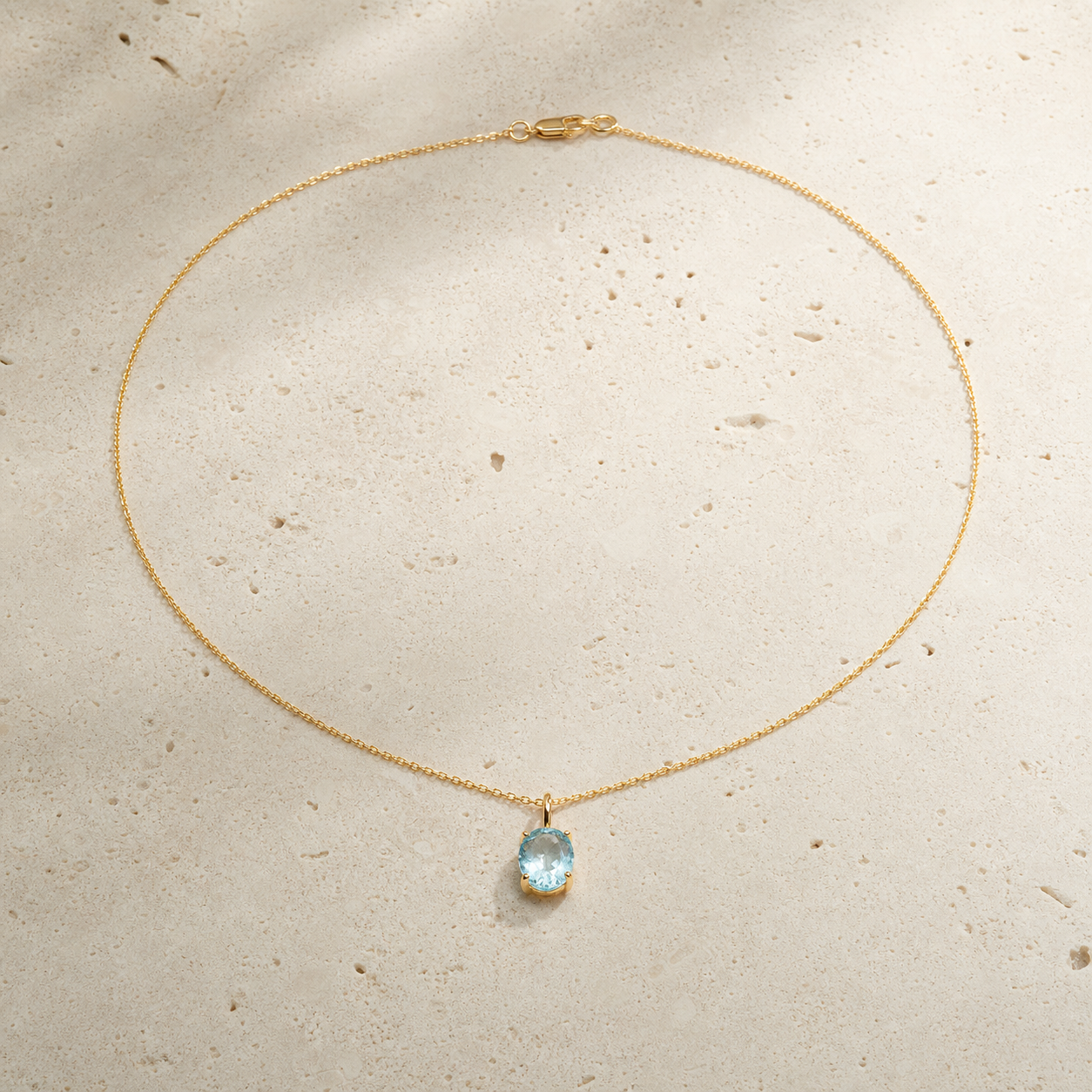 Aquamarine Tidal Light Necklace handcrafted natural stone necklace