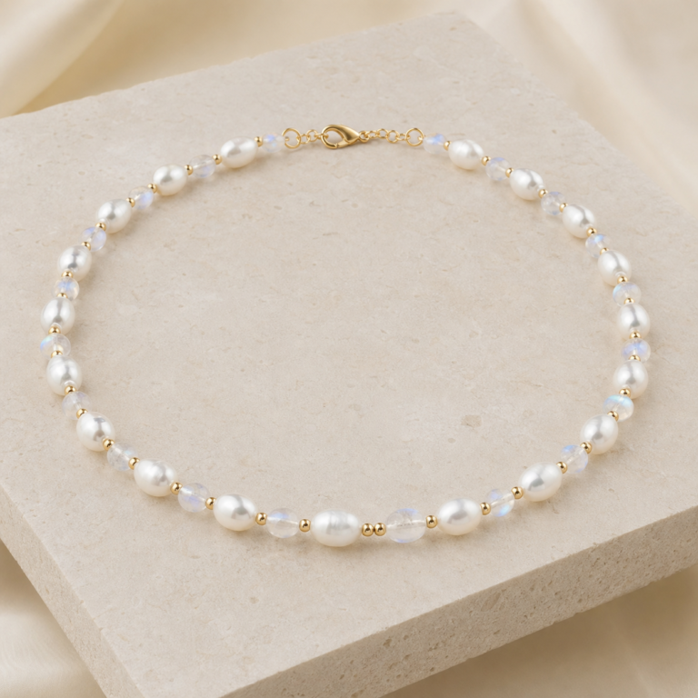Pearl and Moonstone Muse Necklace