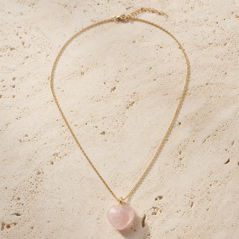 Rose Quartz Heart Pendant Necklace
